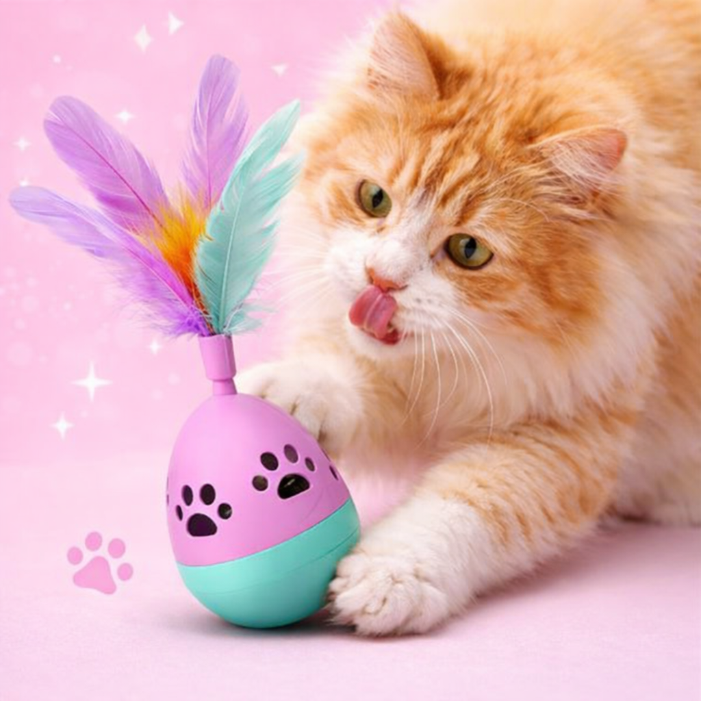Juguete Gato Huevo Pluma